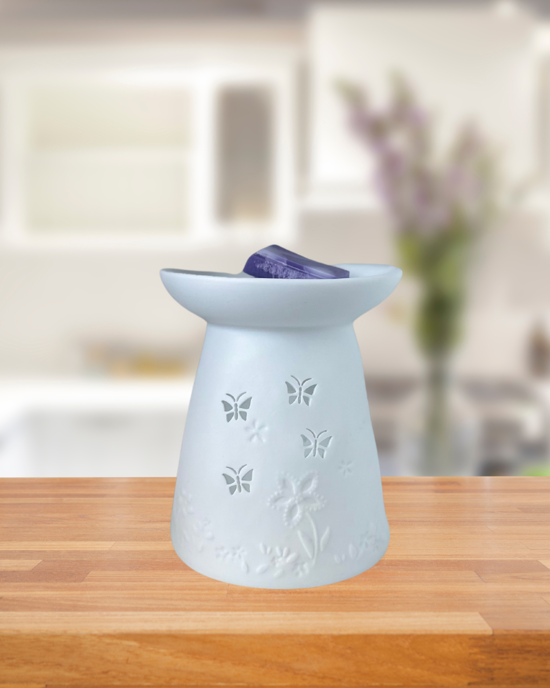 White Butterfly Tealight Wax Burner