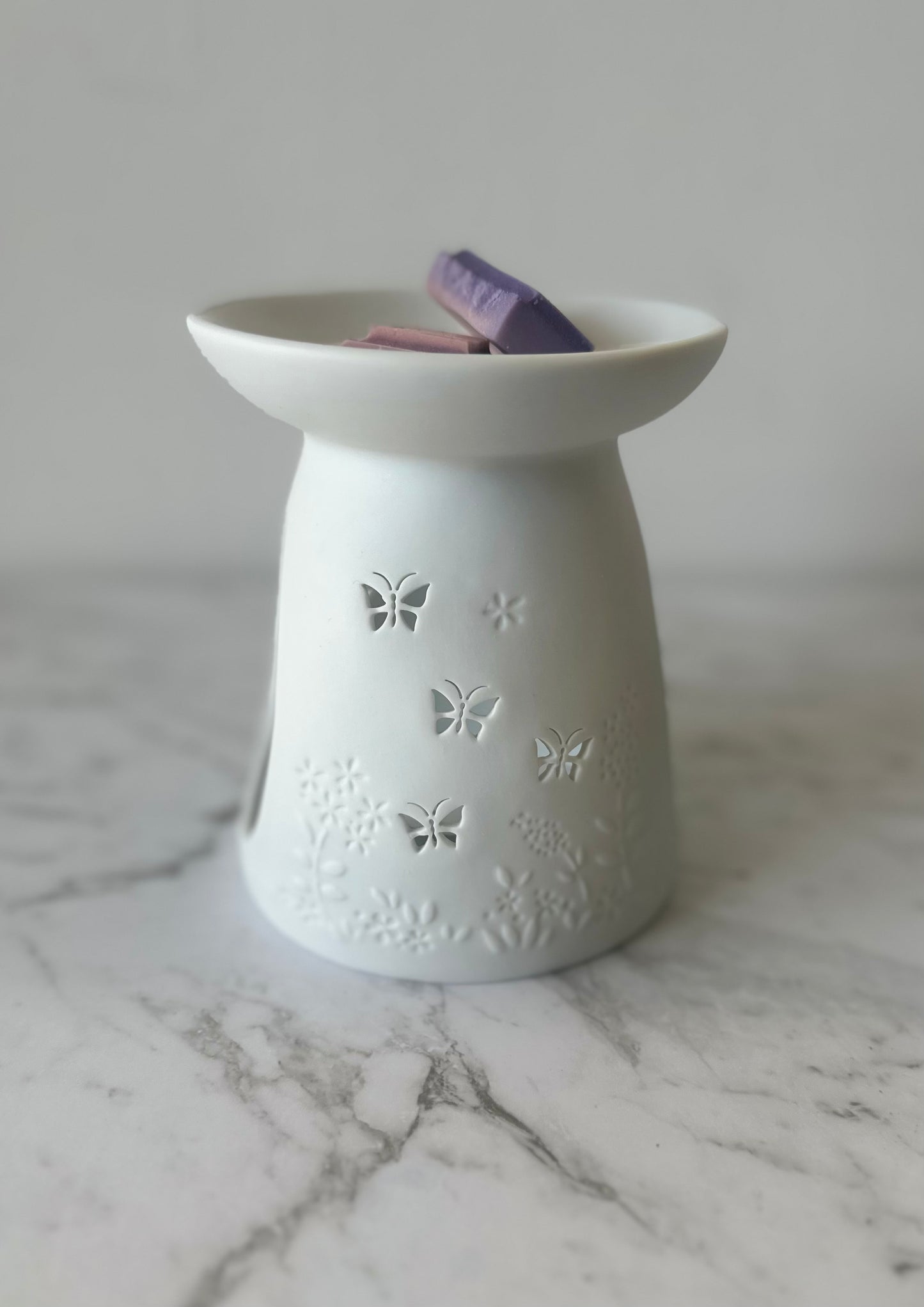 White Butterfly Tealight Wax Burner