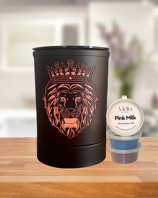 Black “Leo the Lion” Electric Wax Burner + 3 Pack wax melts